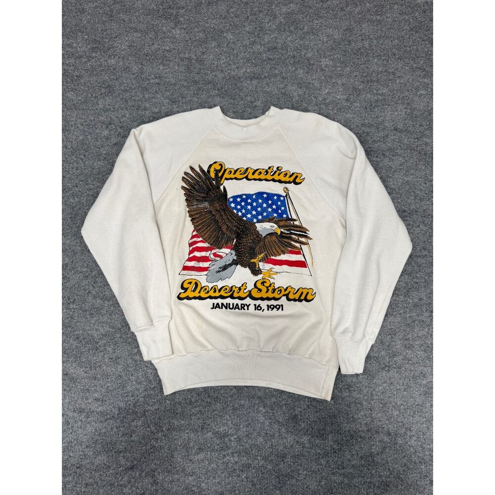 Vintage‎ 1991 Operation Desert Storm Eagle USA Flag Sweatshirt Size M USA Made